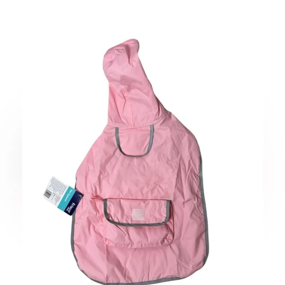 Frisco Lightweight Reversible Packable Travel Pink Dog Raincoat. Size Medium.